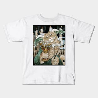 Cat Greek God of Sleep - Black Outlined Version Kids T-Shirt